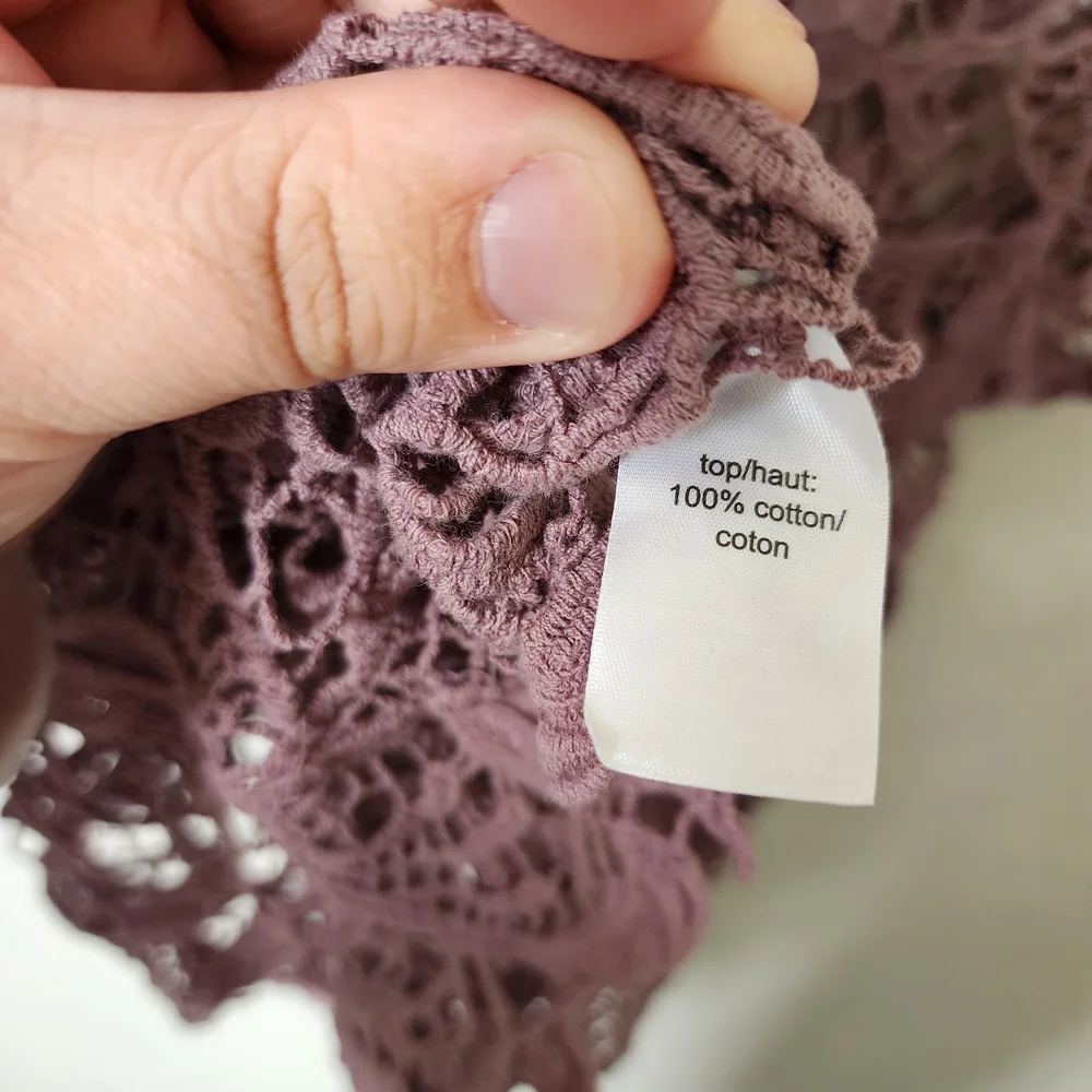 maurices Dusty Mauve Crochet Lace Short Sleeve Top - Picture 4 of 4